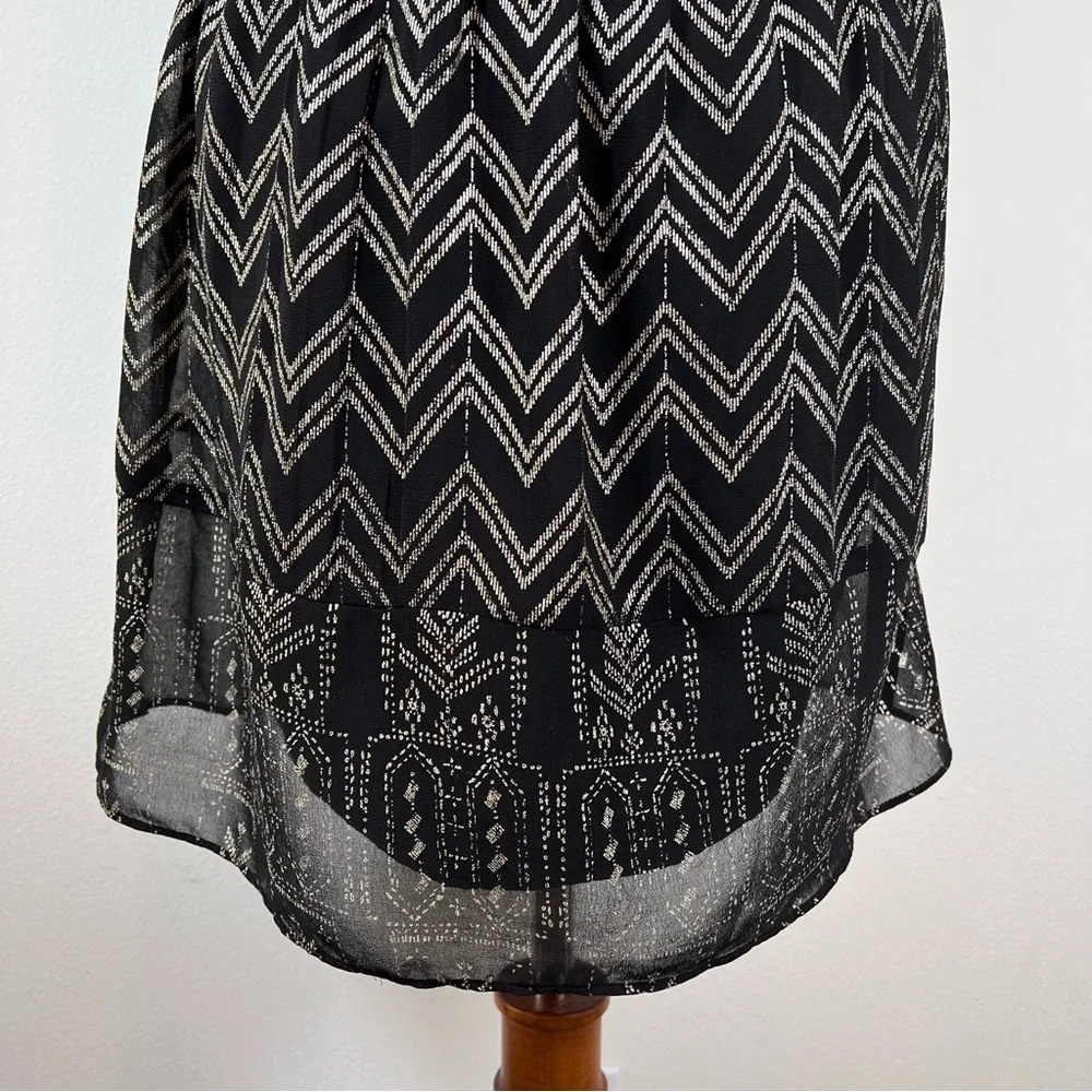 Free People Love My Chaos Tunic Dress Size Small Black Gold Geometric Drawstring